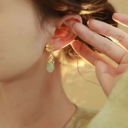 宝石合金イヤリング ドロップ フェイクフローラル