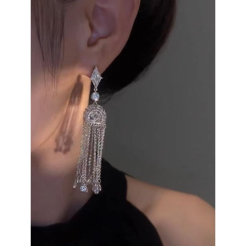 Alloy Rhinestone Fringed Earring