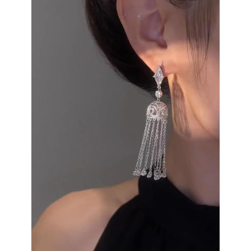 Alloy Rhinestone Fringed Earring