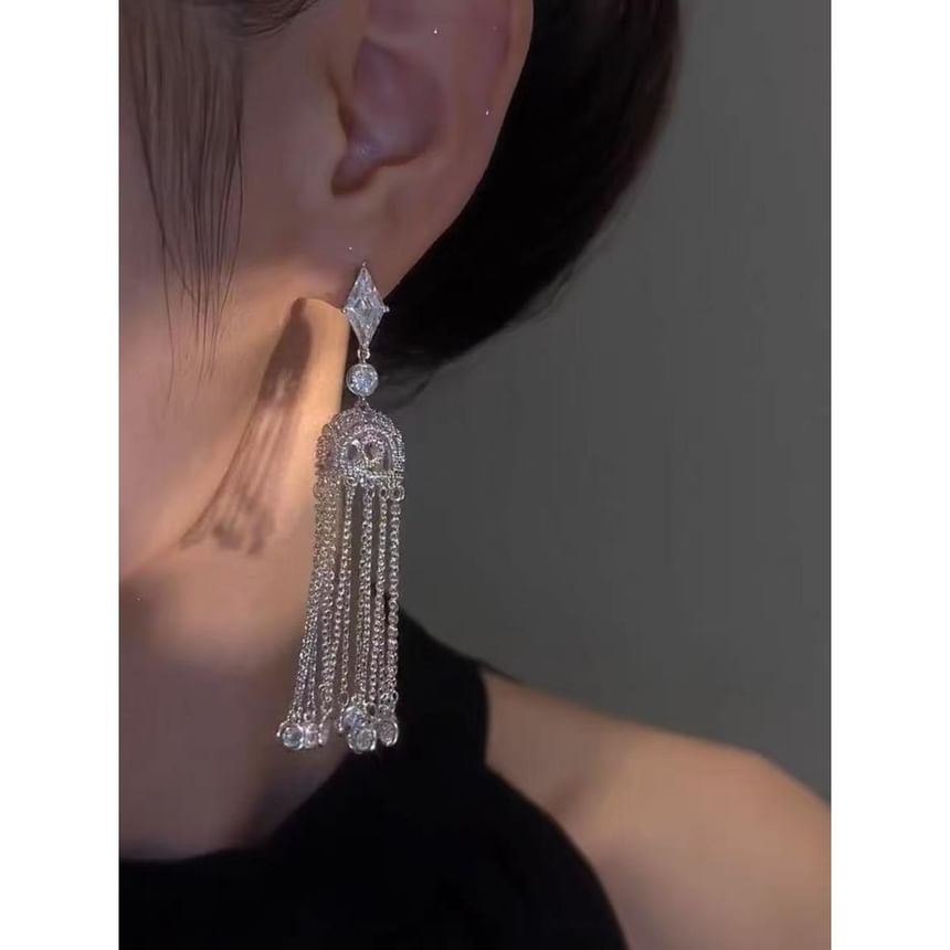 Alloy Rhinestone Fringed Earring