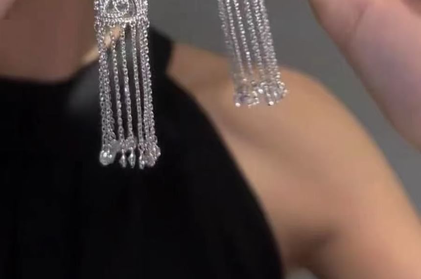 Alloy Rhinestone Fringed Earring