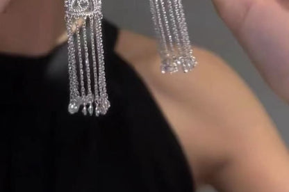 Alloy Rhinestone Fringed Earring