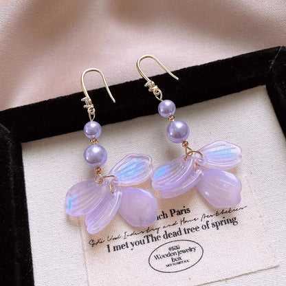 Legierung Ohrring Perle Baumeln Faux Blütenblatt