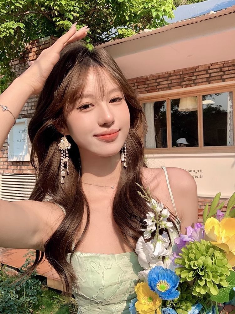 Earring Alloy Fringed Floral