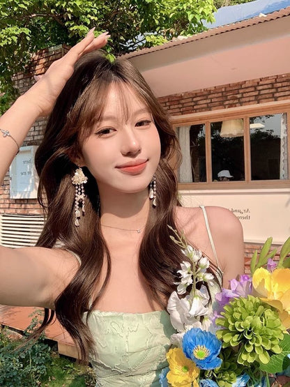 Earring Alloy Fringed Floral