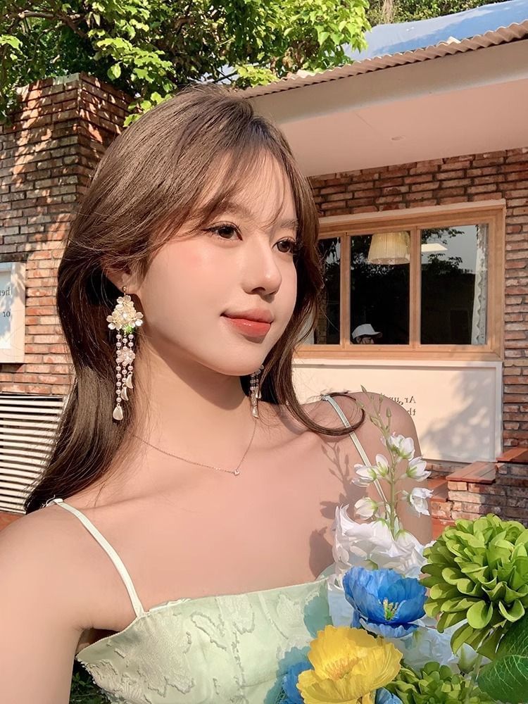 Earring Alloy Fringed Floral