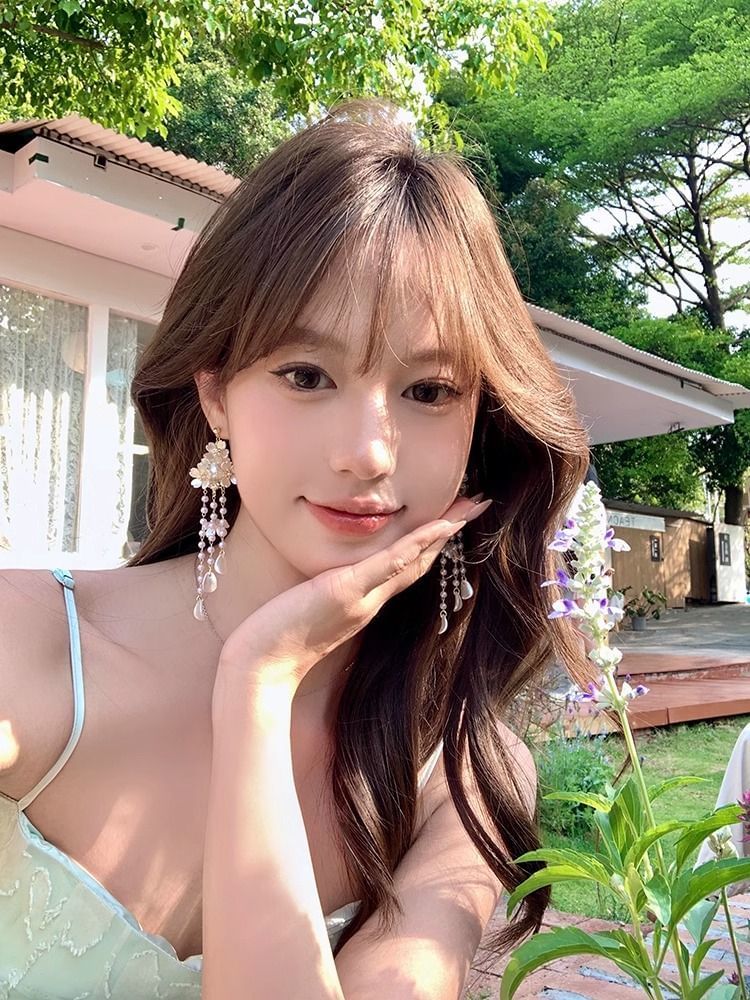 Earring Alloy Fringed Floral