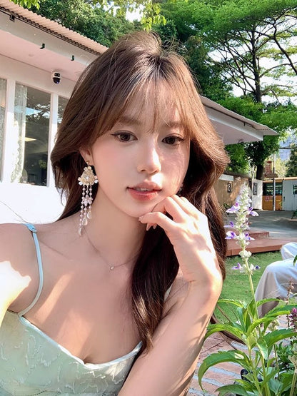 Earring Alloy Fringed Floral