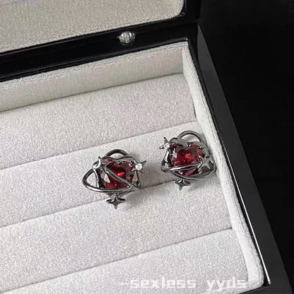 Stud Faux Cuff Heart Ear Alloy Crystal