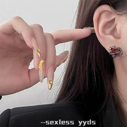 Stud Faux Cuff Heart Ear Alloy Crystal