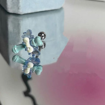 / Earring Set Heart Stud of Alloy Shell 3: Wand Rhinestone