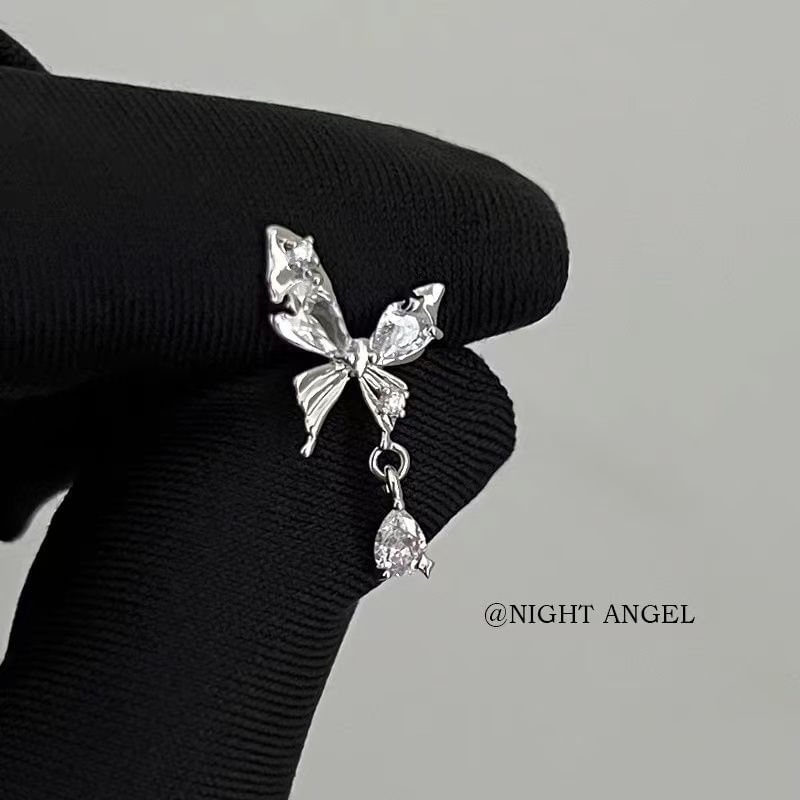 Alloy Rhinestone Earring Butterfly Drop