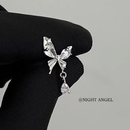 Alloy Rhinestone Earring Butterfly Drop