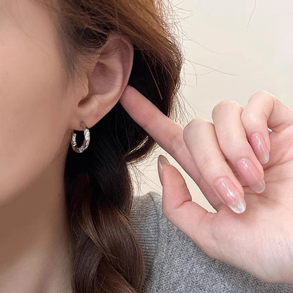 Open Hoop Alloy Rhinestone Earring