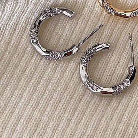 Open Hoop Alloy Rhinestone Earring