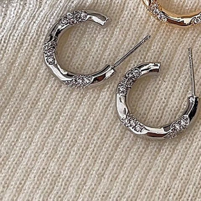 Open Hoop Alloy Rhinestone Earring