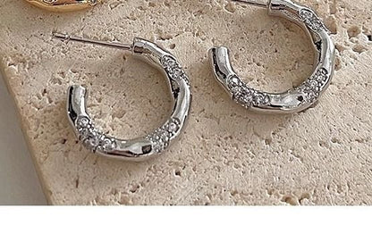 Open Hoop Alloy Rhinestone Earring