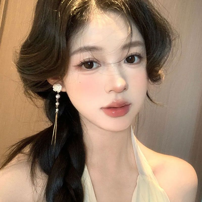 Alloy Threader Faux Floral Earring Pearl