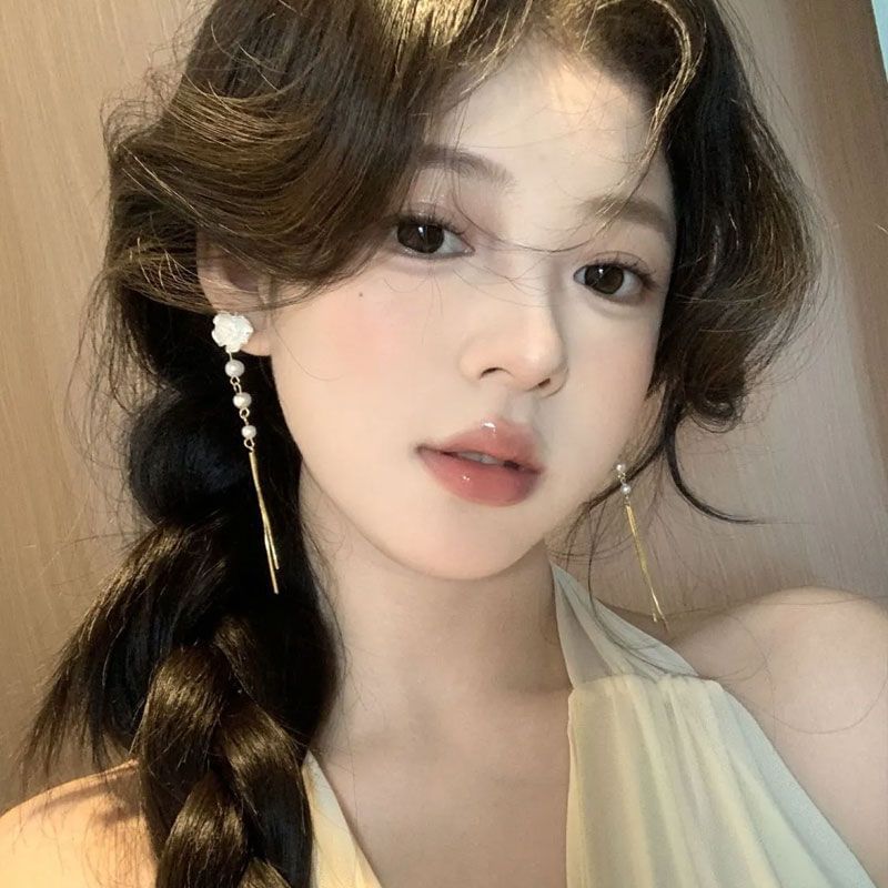 Alloy Threader Faux Floral Earring Pearl