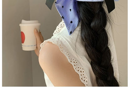 Bow Print Heart Scrunchie Striped