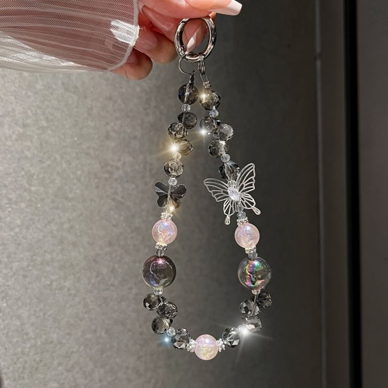 Crystal Butterfly Wrist Beaded Phone Faux Strap