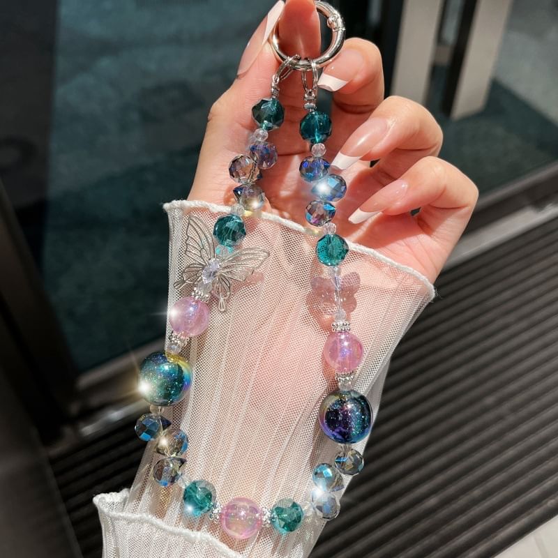 Crystal Butterfly Wrist Beaded Phone Faux Strap