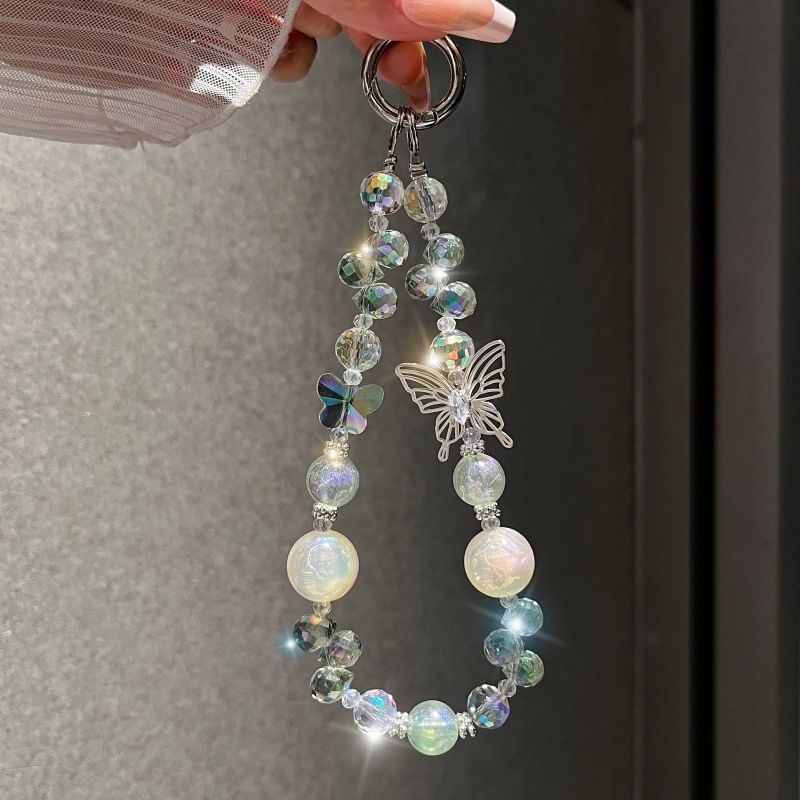 Crystal Butterfly Wrist Beaded Phone Faux Strap