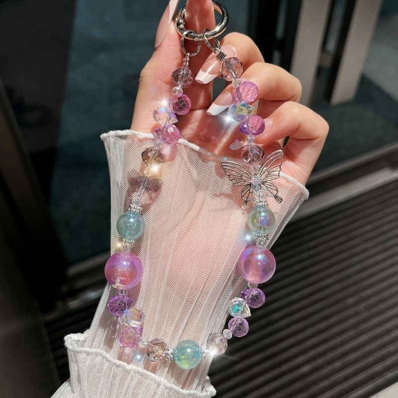 Crystal Butterfly Wrist Beaded Phone Faux Strap