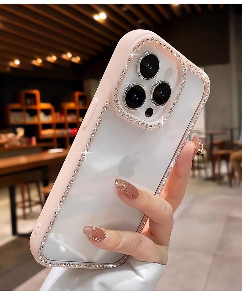 Rhinestone Transparent Phone Case - Compatible with iPhone