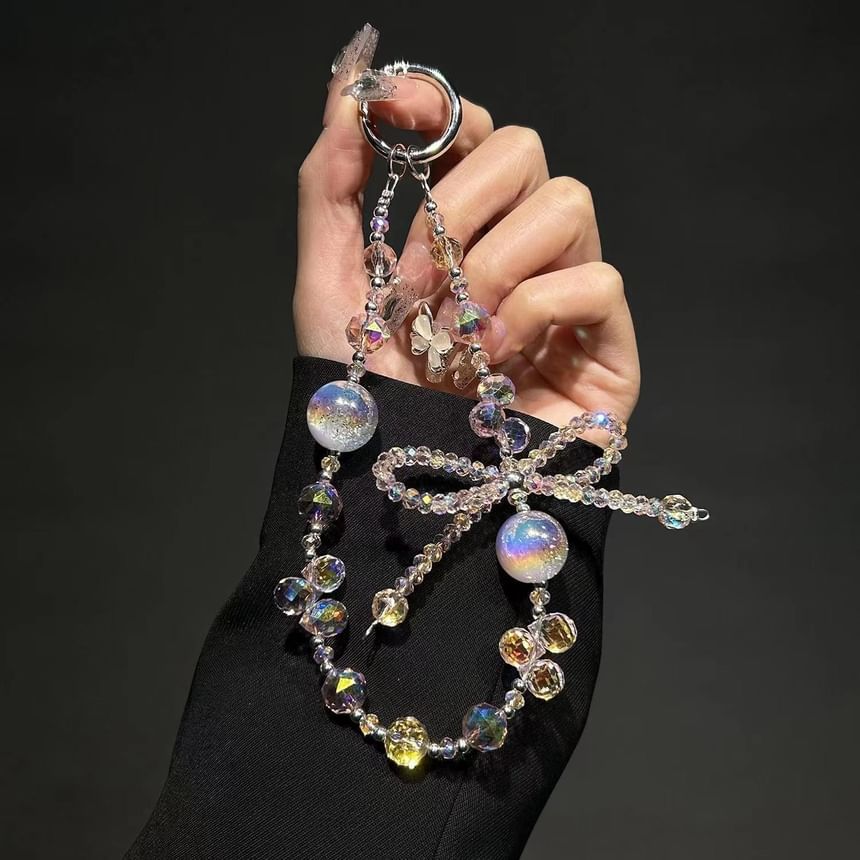 Kristall Faux Bow Perlen Telefon Strap Handgelenk