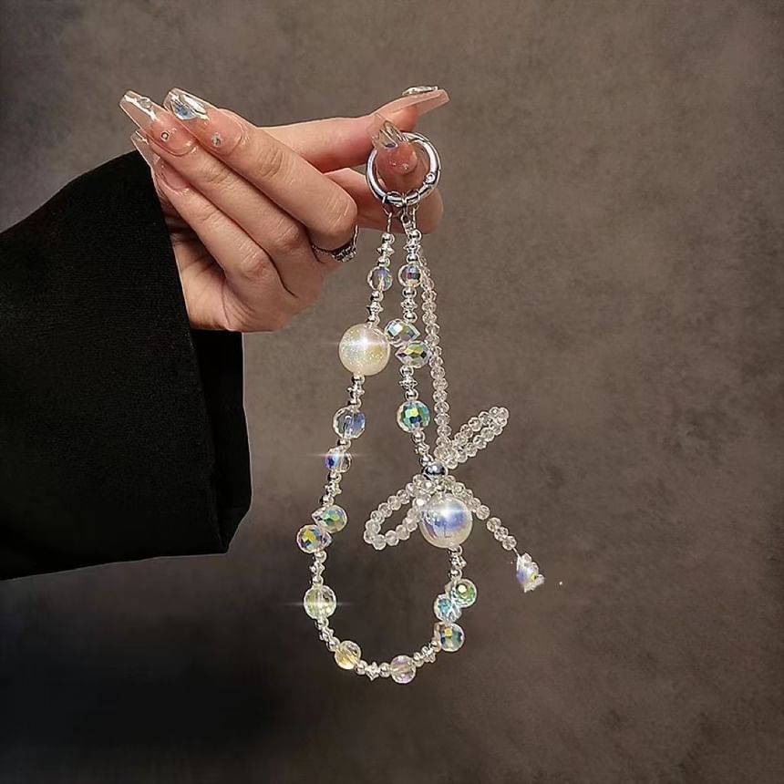 Kristall Faux Bow Perlen Telefon Strap Handgelenk