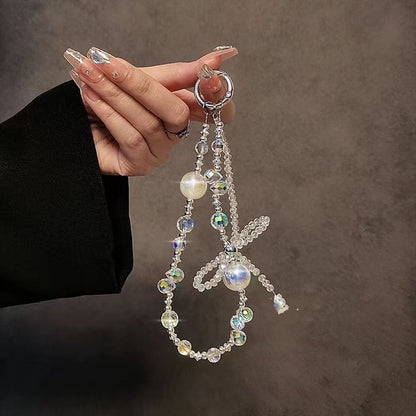 Kristall Faux Bow Perlen Telefon Strap Handgelenk