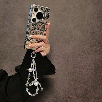 Kristall Faux Bow Perlen Telefon Strap Handgelenk