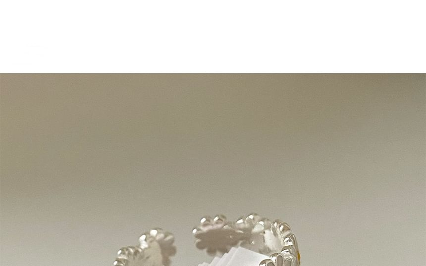 Offener Daisy Sterling Silber Emaille 925 Ring