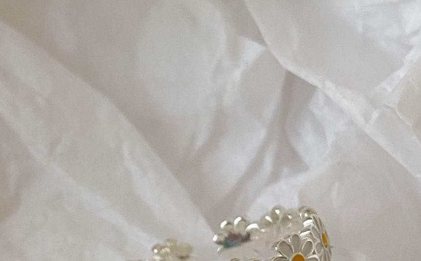 Offener Daisy Sterling Silber Emaille 925 Ring