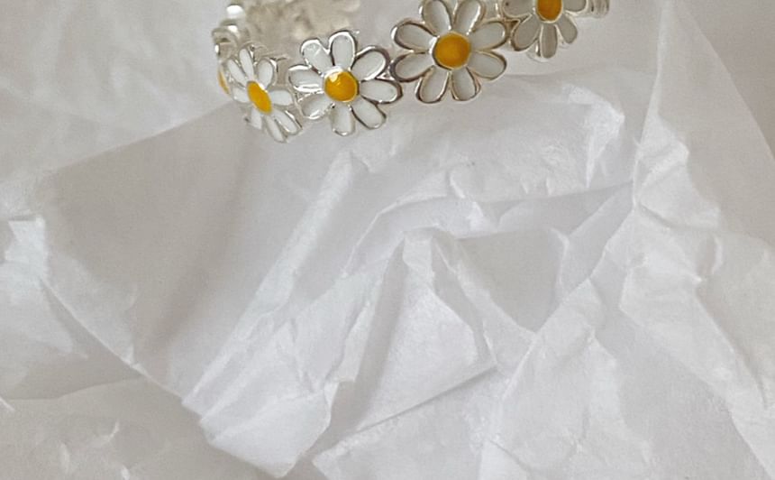 Offener Daisy Sterling Silber Emaille 925 Ring