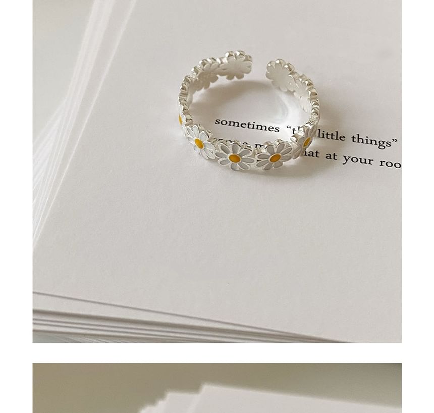 Offener Daisy Sterling Silber Emaille 925 Ring