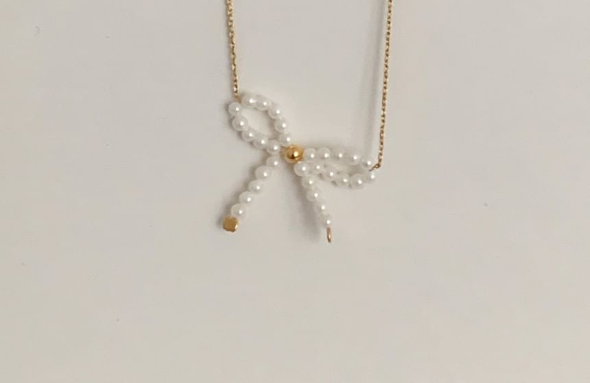 925 Necklace Sterling Beaded Bow Silver