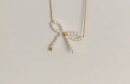 925 スターリングシルバー ビーズリボンネックレス