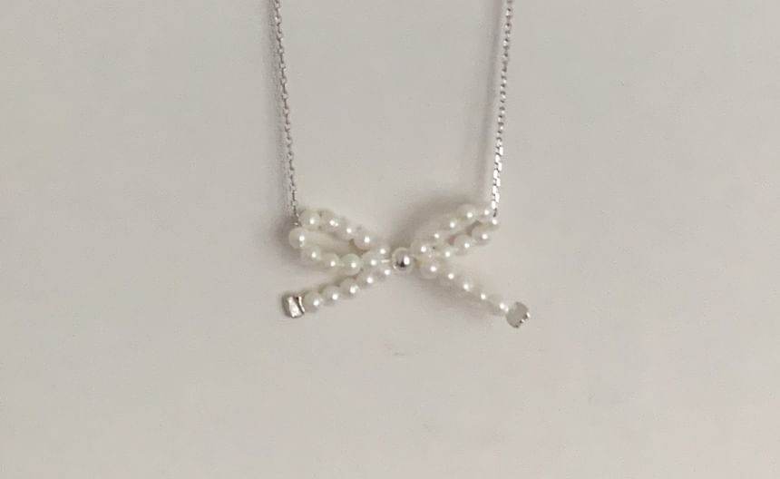 925 Necklace Sterling Beaded Bow Silver