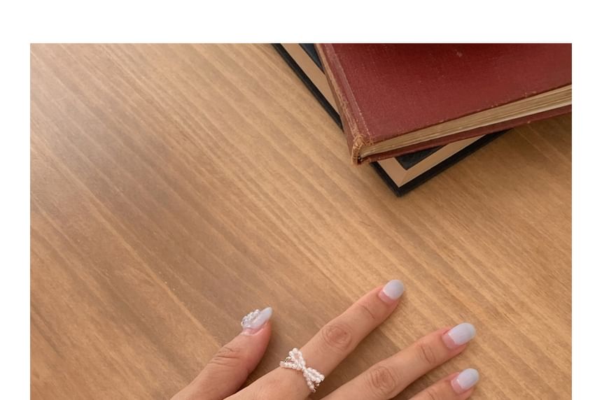 Silber Sterling Perlen Schleife Ring 925 Elastisch