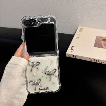 ケース / パールストラップ リボンセット 透明 フェイクフォン