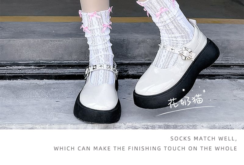 Plain Bow Short Socks