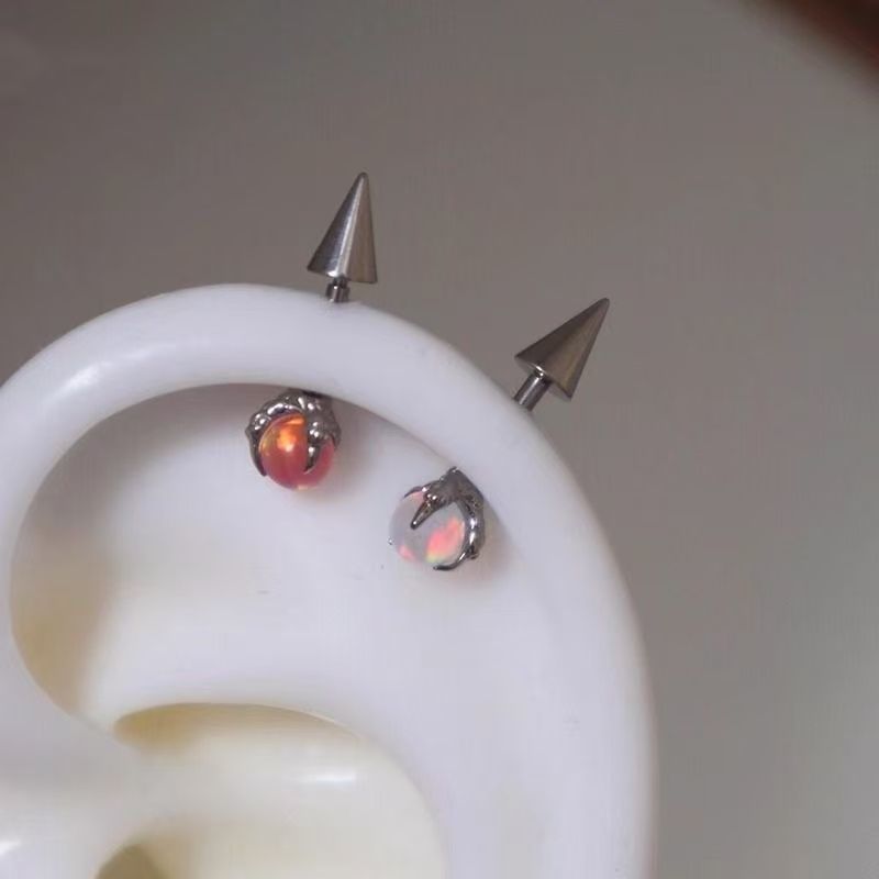 Through Alloy Gemstone Faux Earring Claw
