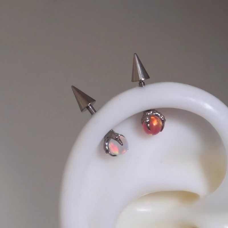 Through Alloy Gemstone Faux Earring Claw