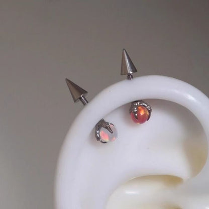 Through Alloy Gemstone Faux Earring Claw