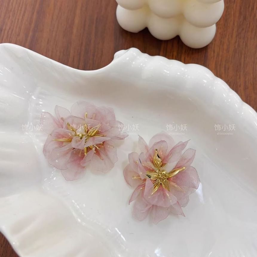 ドロップペタルイヤリング 合金オーガンザ