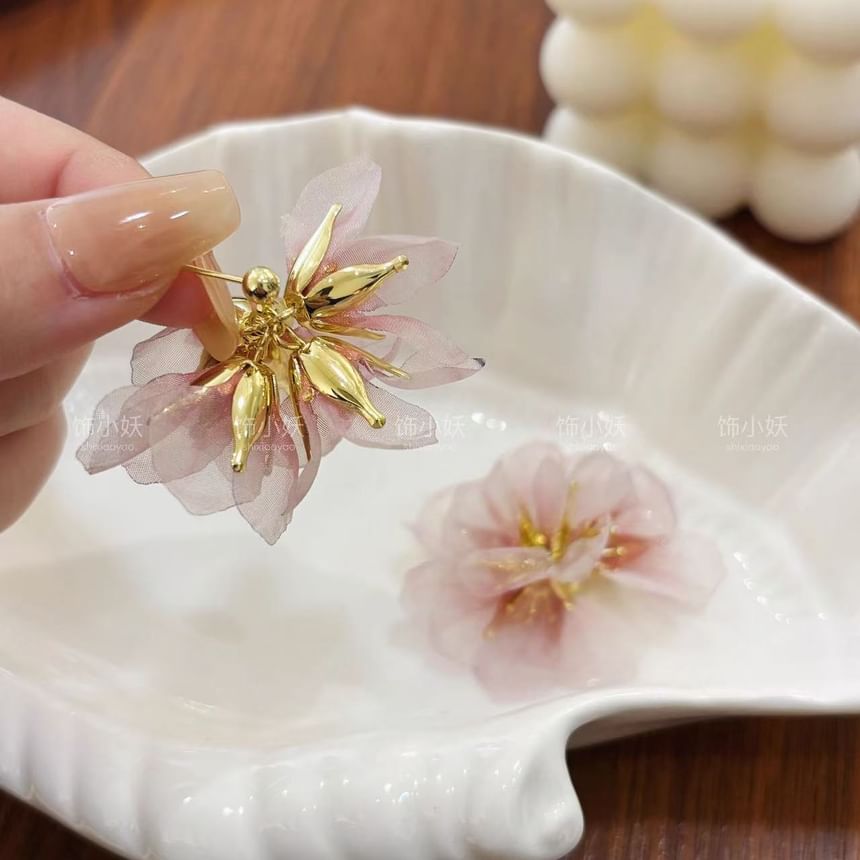 ドロップペタルイヤリング 合金オーガンザ