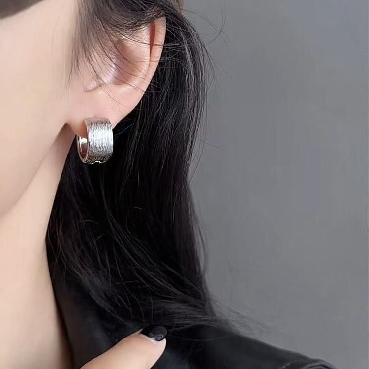 Huggie Alloy Earring Brushed