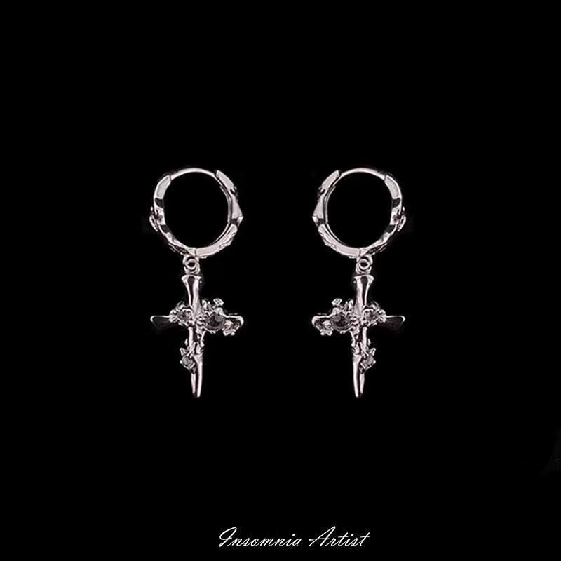 Earring Cross Alloy Drop